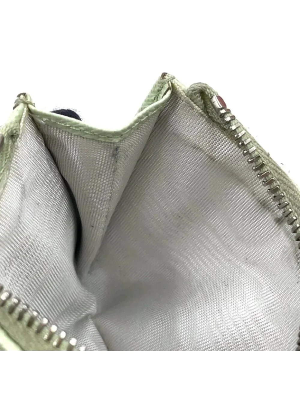 Prada Saffiano Wallet Leather Light Green Triang Silver